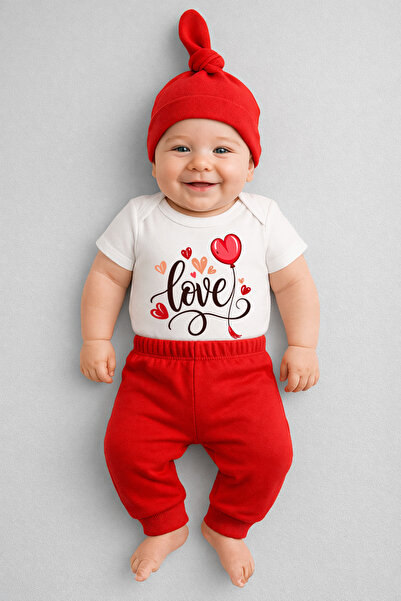 BABYDEN'S Love Printed 3-Piece Baby Set Short Sleeve Snap Bodysuit, Pants and...