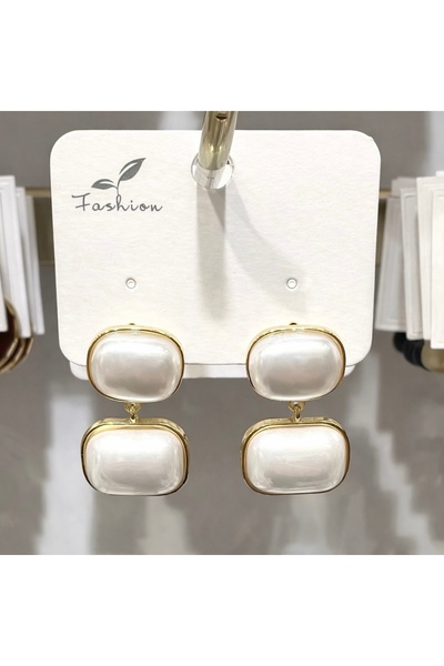 GLOW ACCESSORIES BAE أقراط متدلية من الفولاذ المقاوم للصدأ مرصعة باللؤلؤ