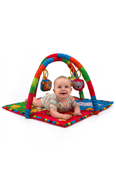 Lui Baby Bebek Neşeli Hayvanlar Oyuncaklı Oyun Halısı Minderi Hediyelik 75x75 Cm