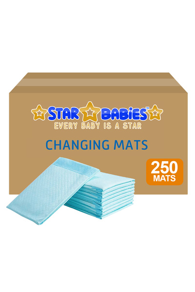 STAR BABiES مفارش تغيير الحفاضات الزرقاء للاستخدام مرة واحدة - عبوة من 250 قطعة