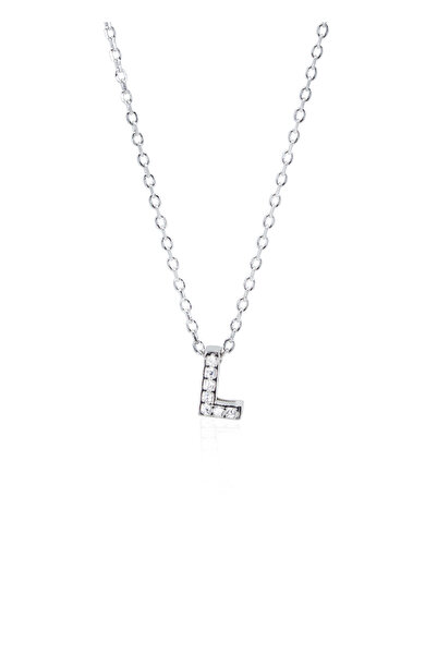 SPARKLES Diamond Letter L Pendant Chain - 925 Silver
