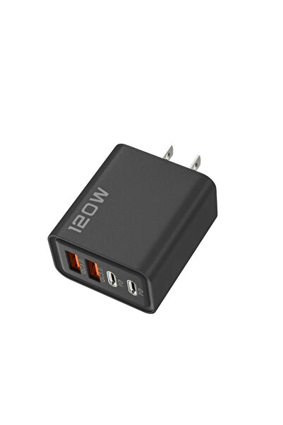 Choice3 شاحن متعدد المنافذ أسود اللون بقوة 120 واط، يدعم الشحن السريع USB-C Q...