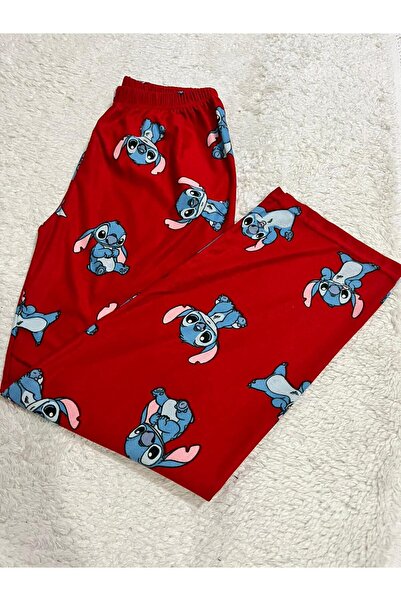MODA Sevimli Uzaylı Stitch Pijama Altı Kırmızı