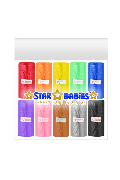 STAR BABiES أكياس حفاضات معطرة - بألوان قوس قزح - عبوة من 10 أكياس - 150 قطعة