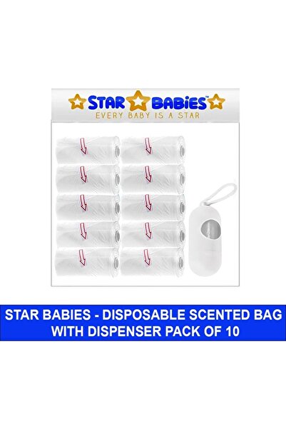 STAR BABiES حقيبة معطرة مع موزع - عبوة من 10 أكياس - أبيض
