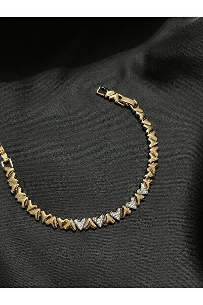 ROYKA Gold Color Heart and Stone Gift Non-Tarnish Bracelet