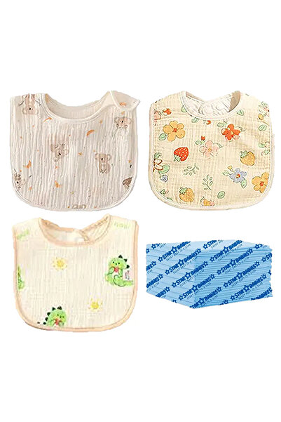 STAR BABiES Cotton Bib And Disposable Changing Mat Set - Blue - 33 Pcs