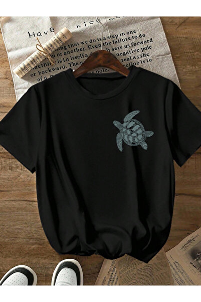 Framgan Cămașă de vară pentru femei Turtle cu imprimeu cu gât rotund tricou