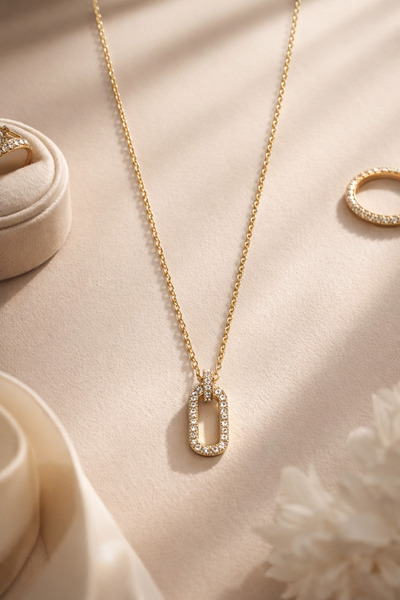 Fashionjewelery Women's Gold Color Baguette Zircon Stone Geometric Necklace