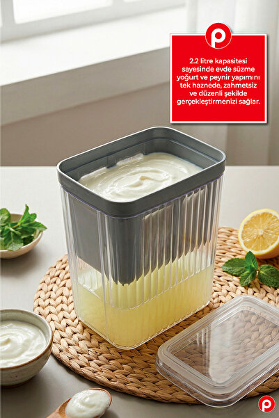 Pazarika 2.2 Litre Geniş Hacimli Yoğurt Süzme Kabı - Paslanmaz Çelik Filtreli...