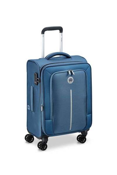 Delsey Caracas 4 Double Wheels Soft Cabin Trolley 22 Inch Night Blue