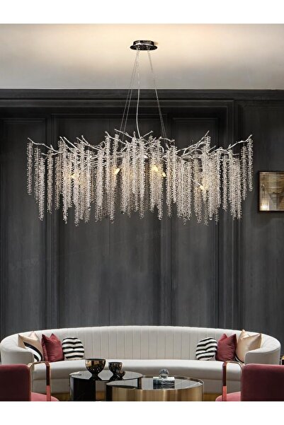 Store Serip 120lik Yemek Masa Üstü Gümüş Kaplamalı Modern Tasarım Salon Krist...