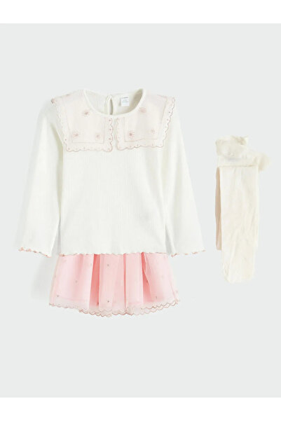 LC Waikiki Set fustă pentru fete LCW Kids Ecru, 3 piese