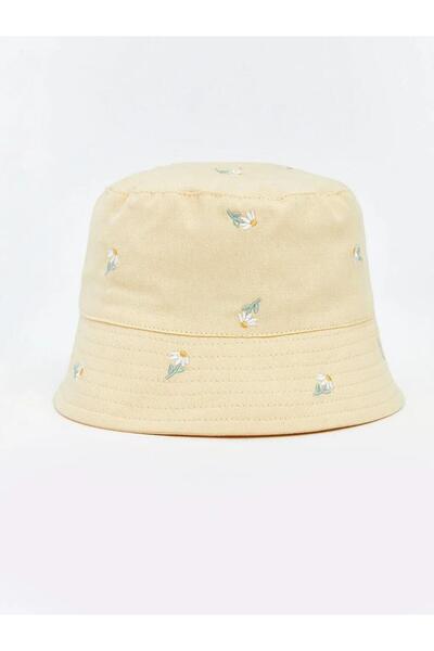 LC Waikiki قبعة دلو مطرزة بالزهور للفتيات الصغيرات (S6)