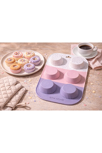 btm home 6-Piece Silicone Muffin Cake Mold Non-Stick Mini Cupcake Muffin Baki...