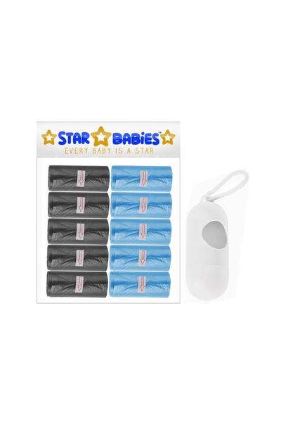 STAR BABiES عبوة مزدوجة من قطعتين - عبوة من 10 حقيبة معطرة (150 كيسًا) - أزرق...
