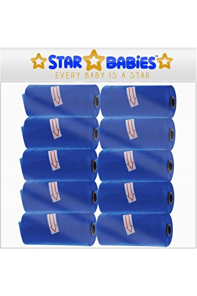 STAR BABiES عبوة حقيبة معطرة للاستخدام مرة واحدة، 10 أكياس/150 كيس - أزرق داكن