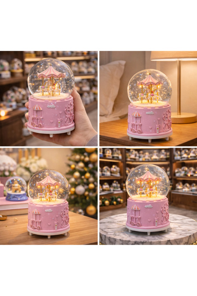 Erzi Işıklı Atlı Karınca Kar Küresi – Otomatik Kar Püskürtmeli, Pilli, Dekora...