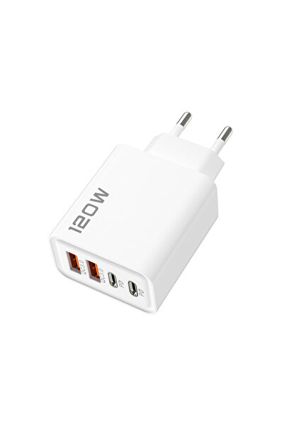 Choice7 شاحن متعدد المنافذ أبيض اللون بقوة 120 واط، يدعم الشحن السريع USB-C Q...