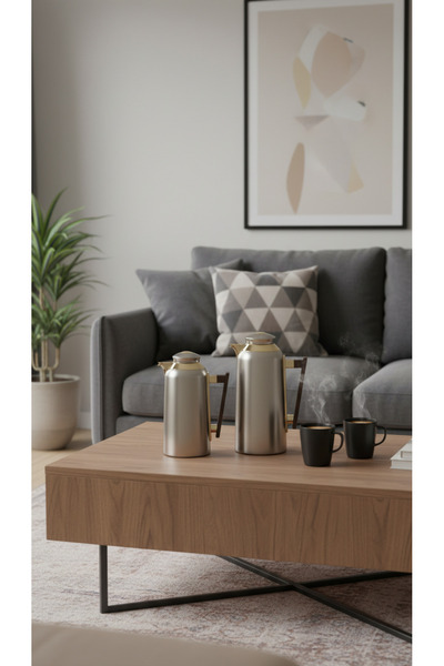 Generic Luxury stainless steel thermos set with a stylish modern touch (1 lit...