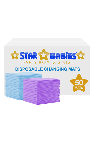 STAR BABiES سجادات تغيير الحفاضات للاستخدام مرة واحدة، عبوة من 50 قطعة (30 قط...