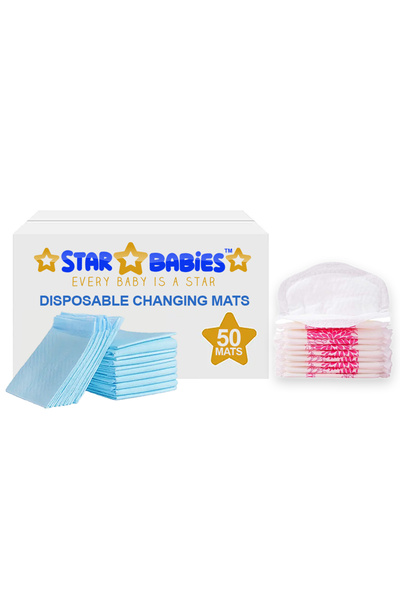 STAR BABiES مجموعة من 90 قطعة من فوط تغيير الحفاضات للاستخدام مرة واحدة مع فو...