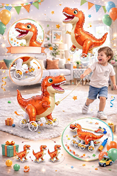 ikm balon Tekerlekli Sevimli Dinozor Yürüyen Folyo Balon