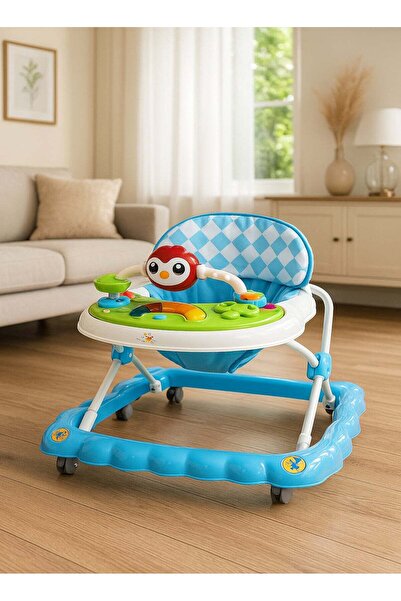 Rally مشاية أطفال متعددة الوظائف باللون الأزرق مع ألعاب موسيقية ترفيهية