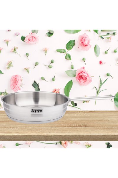 Astra 26 cm Frypan 18/10 Stainless Steel | Triplex Capsule Bottom | Induction Compatible | Cooking Pan