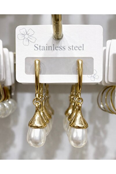GLOW ACCESSORIES BAE Stainless Steel Pearl Dangle Earrings