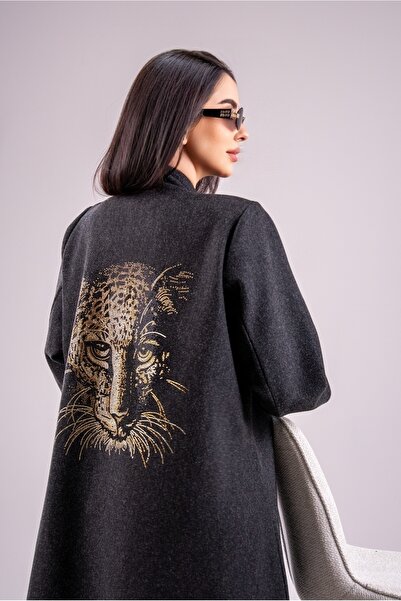 ABAYA Winter wool abaya with "tiger" embroidery and crystals