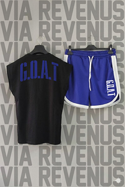 Vordevia G.O.A.T Printed Zero Sleeve Sports Tshirt and Black Shorts Sports Set