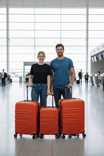 ALBATROS 3, lü Set Kırılmaz Polipropilen Silikon Valiz Bavul Seyahat Çantası