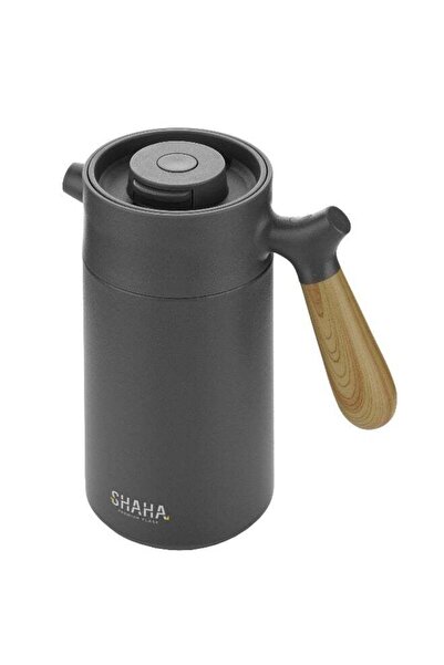 SHAHA Stainless Steel Vacuum Flask Wooden Handle 1.4L Grey