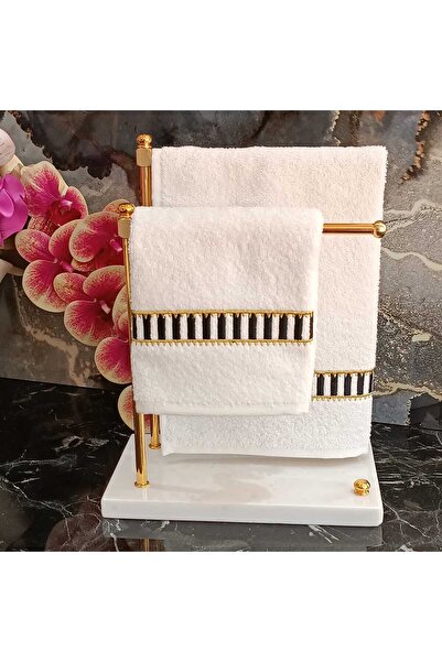 LASETU Pip Studio Sa deznom Crni, beli i zlatni detaljni Vezena dekorativni k...