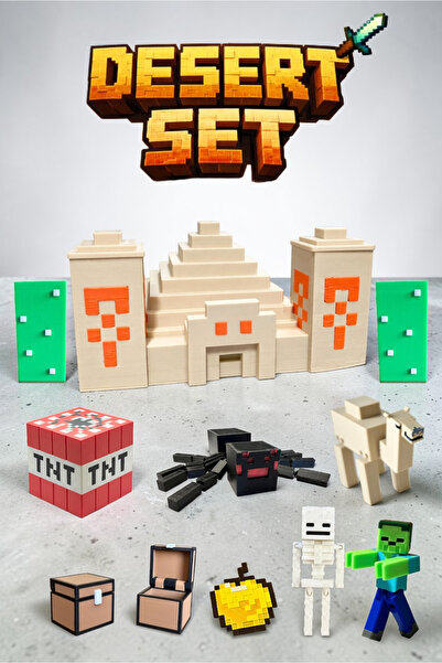 GiginGo Minecraft Desert Set - Çöl Temalı Minecraft 10 Parça (Piramit, Zombi,...