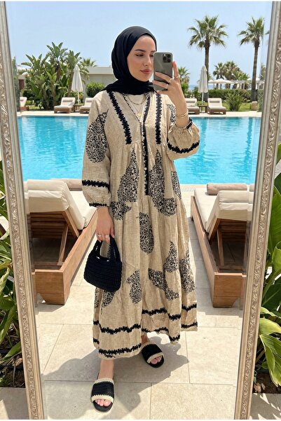Kirazca Butik Women's Colorful Patterned Summer Hijab Long Dress