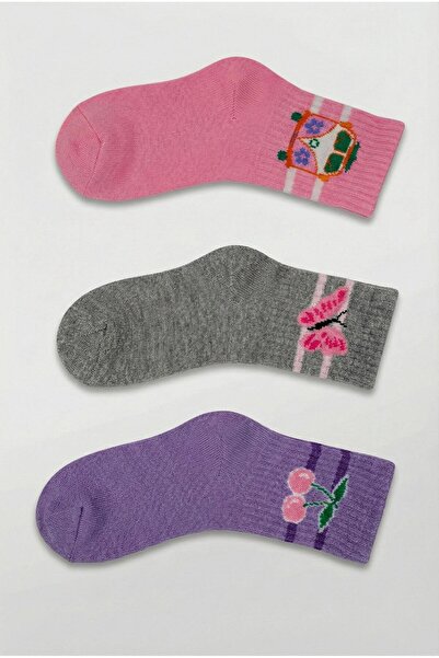 OBJE Girl's Mixed Color 3-Piece Socks