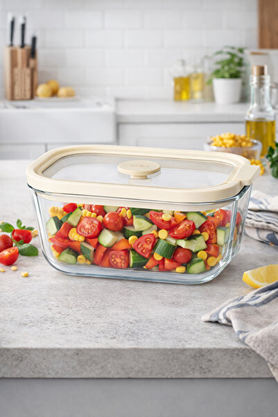 welcomein 800 ML Cam Saklama Kabı Krem Kapaklı – Kilitli, Sızdırmaz, Buzdolab...