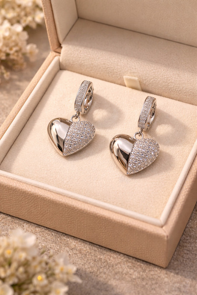 staınless steel Love Shine Paslanmaz Çelik Kalp Küpe