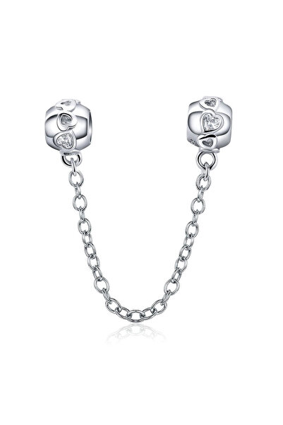 SPARKLES Crystal Heart Safety Chain 925 Silver