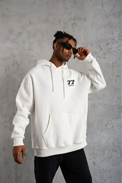 KAZAK Dukserica sa kapuljačom Štampano - Bela -