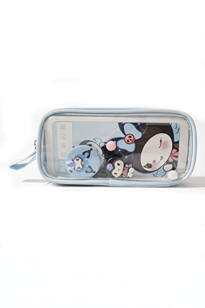 Gökyüzü ışığı Kuromi ve My Melody Şeffaf Bölmeli Kalemlik