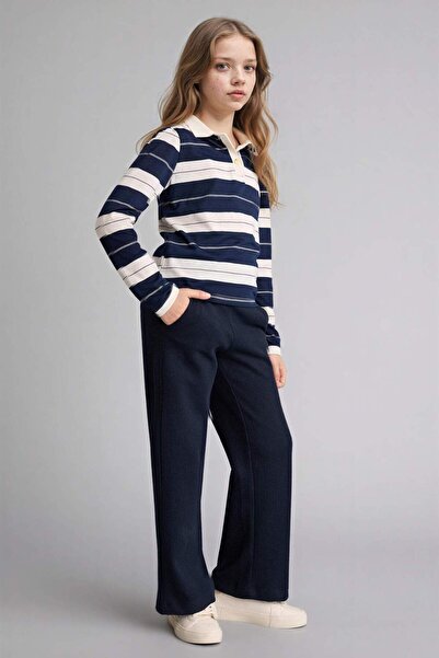 DeFacto Παντελόνι με φαρδιά μπατζάκια σε υφή βάφλας για κορίτσια E8293A826SP