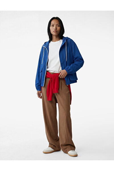 Koton Long Sleeve Pocketed Zippered Hooded Oversized Raincoat