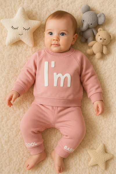 Generic Brand I'm Cool Patterned Cotton 2-Piece Baby Girl Set