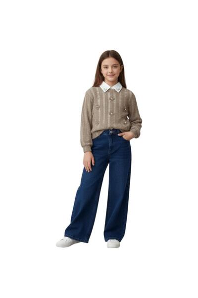 zavera for kids Girl's Stoned Flower Detailed 3-Piece Set - Knit Sweater - Je...