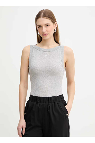 Guess Kayık Yaka Düz Gri Kadın T-Shirt W5RP16KCNH2-LMGY