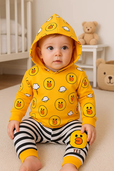 Generic Brand Chick Patterned 2-Piece 100% Cotton Baby Boy Set