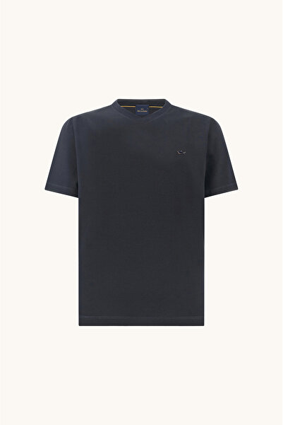 PAUL&SHARK Men's Regular Cut V-Neck 100% Cotton Metallic Logo Detailed Short ...